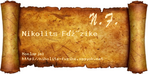 Nikolits Füzike névjegykártya